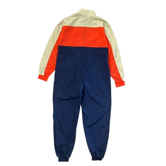 Urban Outfitters Copenhagen Nylon Jumpsuit Small Orange Navy Retro Gorpcore - Picture 2 of 16